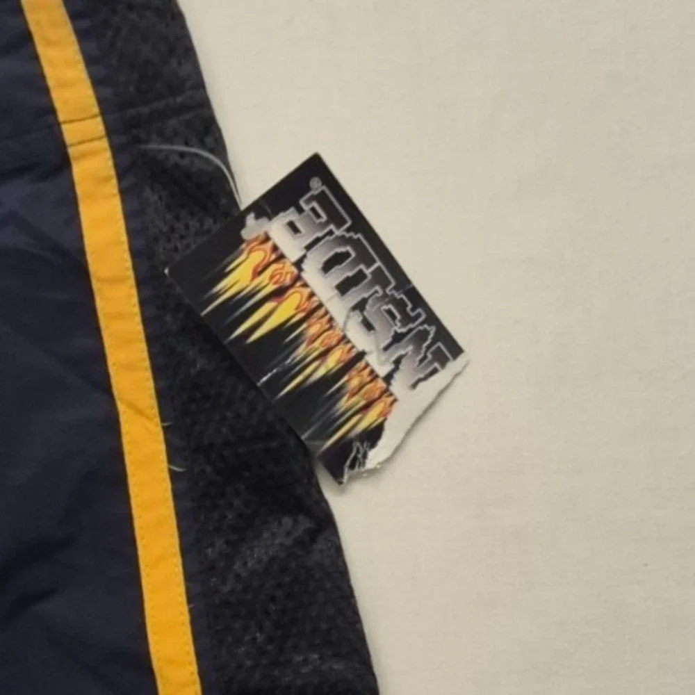 NWT Burnside men's‎ navy blue/black/yellow board shorts sz. 32 drawstring